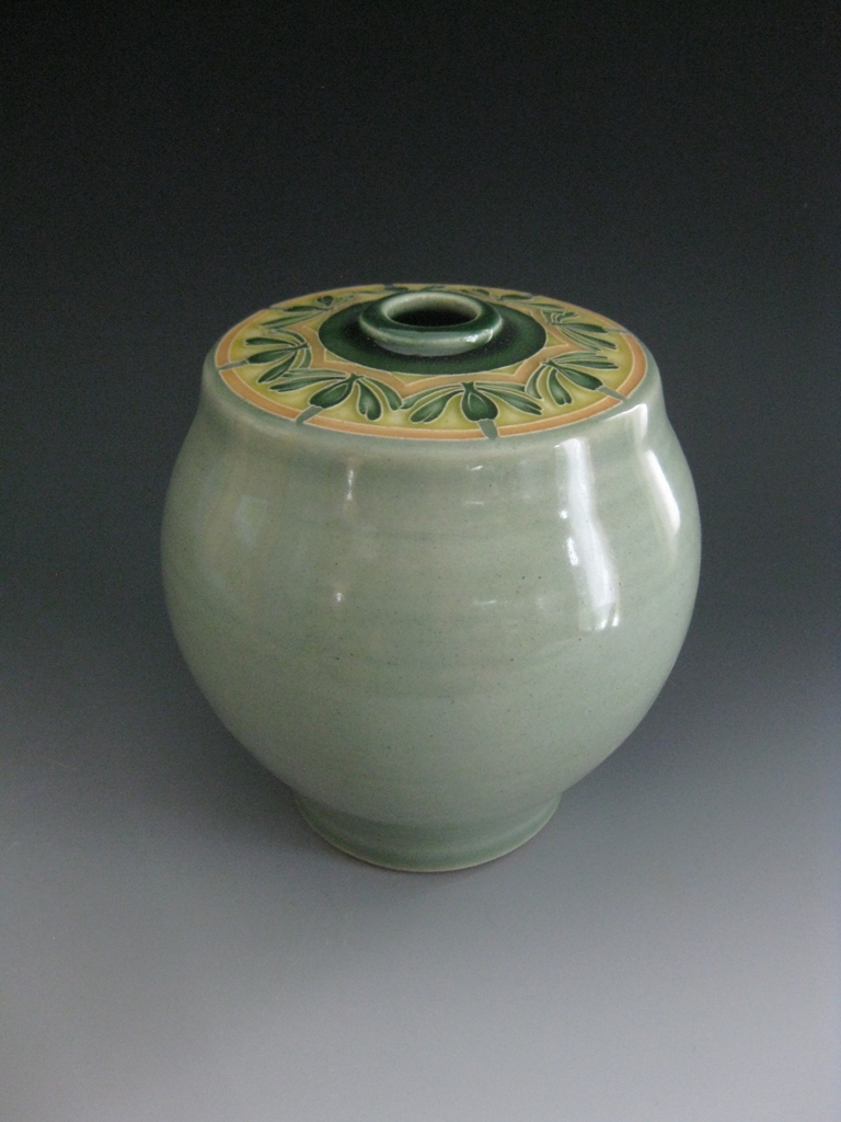 Solstice Med Vase Celadon – One Acre Ceramics